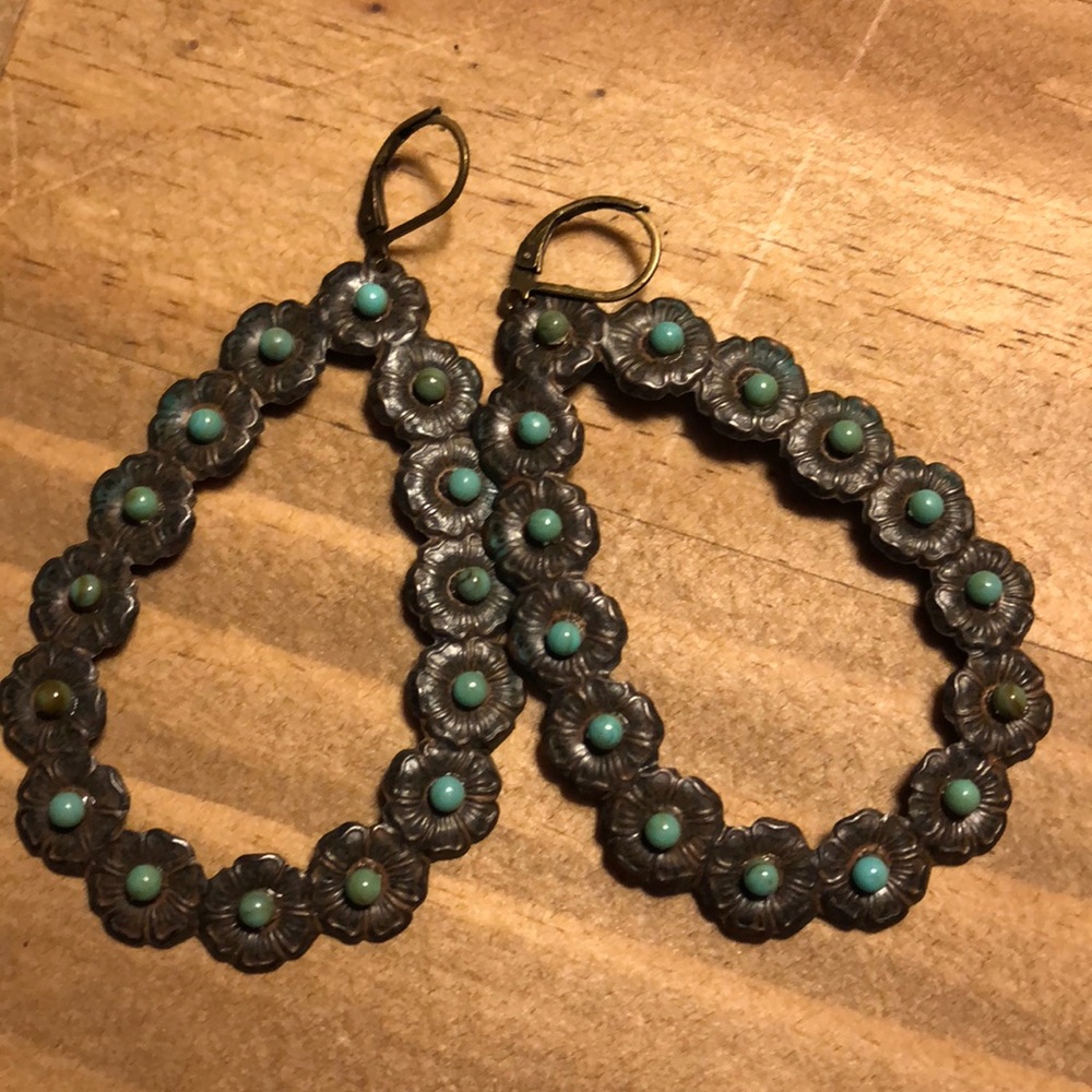 Pink Panache Earrings in Bronze & Turquoise